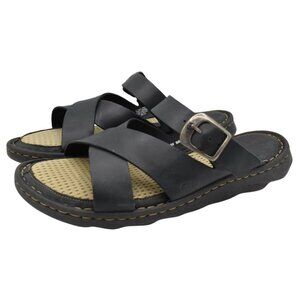 Born Womens Size 9 Salas Black Full Grain Leather Slip On Slides Sandals Shoes